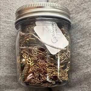 Jar of Mixed Gold and Silver Jewelry